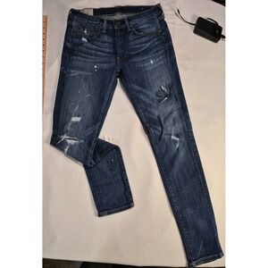 Polo Ralph Lauren Tompkins Skinny Painted Denim Blue Jeans Distressed Women's 28